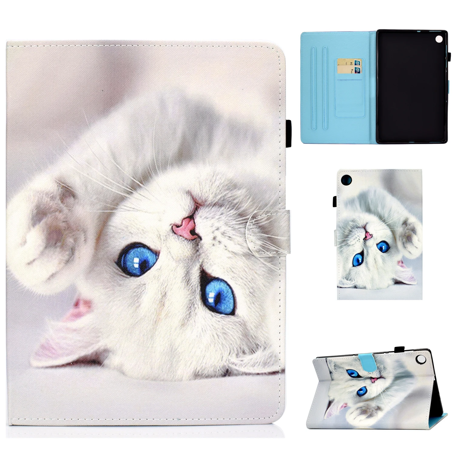 

Cartootn PU Leather Tablet Case for Huawei MatePad SE 10.4 inch AGS5-L09 AGS5-W09 with Flip Stand Casing Cover White Cat