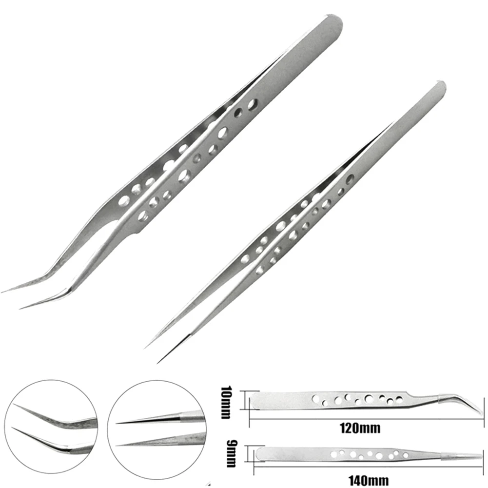 

1pc Industrial Tweezers124-140mm Stainless Steel Straight Tip Curved Tip For Repair Precision Small Parts Hand Tools Tweezers