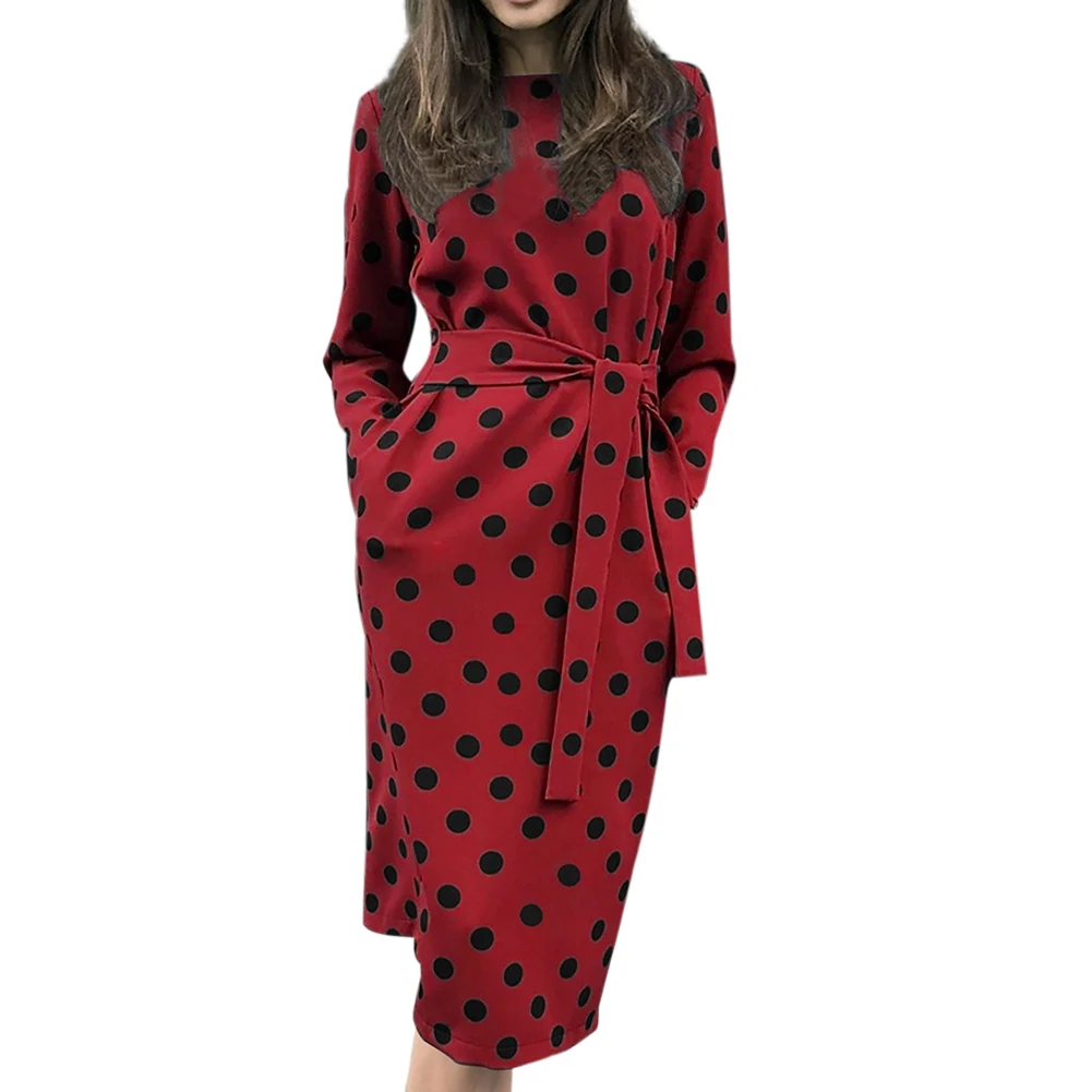 Fashion Leisure Women Dresses Popular Polyester Long Sleeve Cultivate Oneself Dot Tunic Round Collar Spring Summer Dress
Fashion Leisure Women Dresses Popular Polyester Long Sleeve Cultivate Oneself Dot Tunic Round Collar Spring Summer Dress