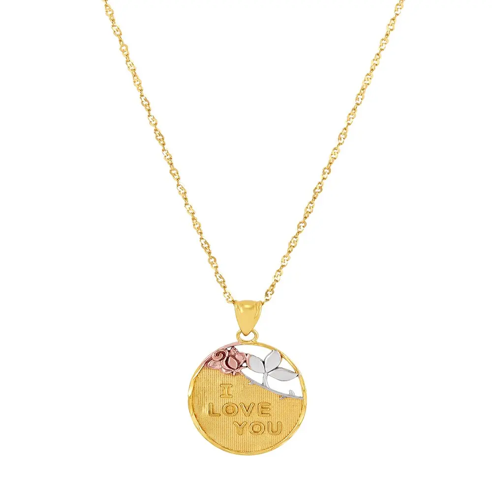 

NEW Sterling Silver and 18K Gold-Plated "I Love You" Oval Pendant 18" Necklace