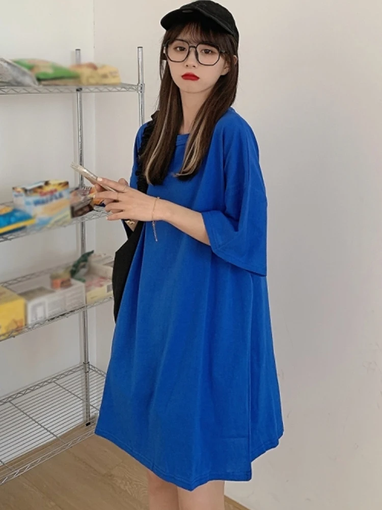 New Summer cotton mini Dress Women oversized t-shirt dress Casual solid O-Neck Short Sleeve girlfriend Dresses Vestidos clothing 
New Summer cotton mini Dress Women oversized t-shirt dress Casual solid O-Neck Short Sleeve girlfriend Dresses Vestidos clothing