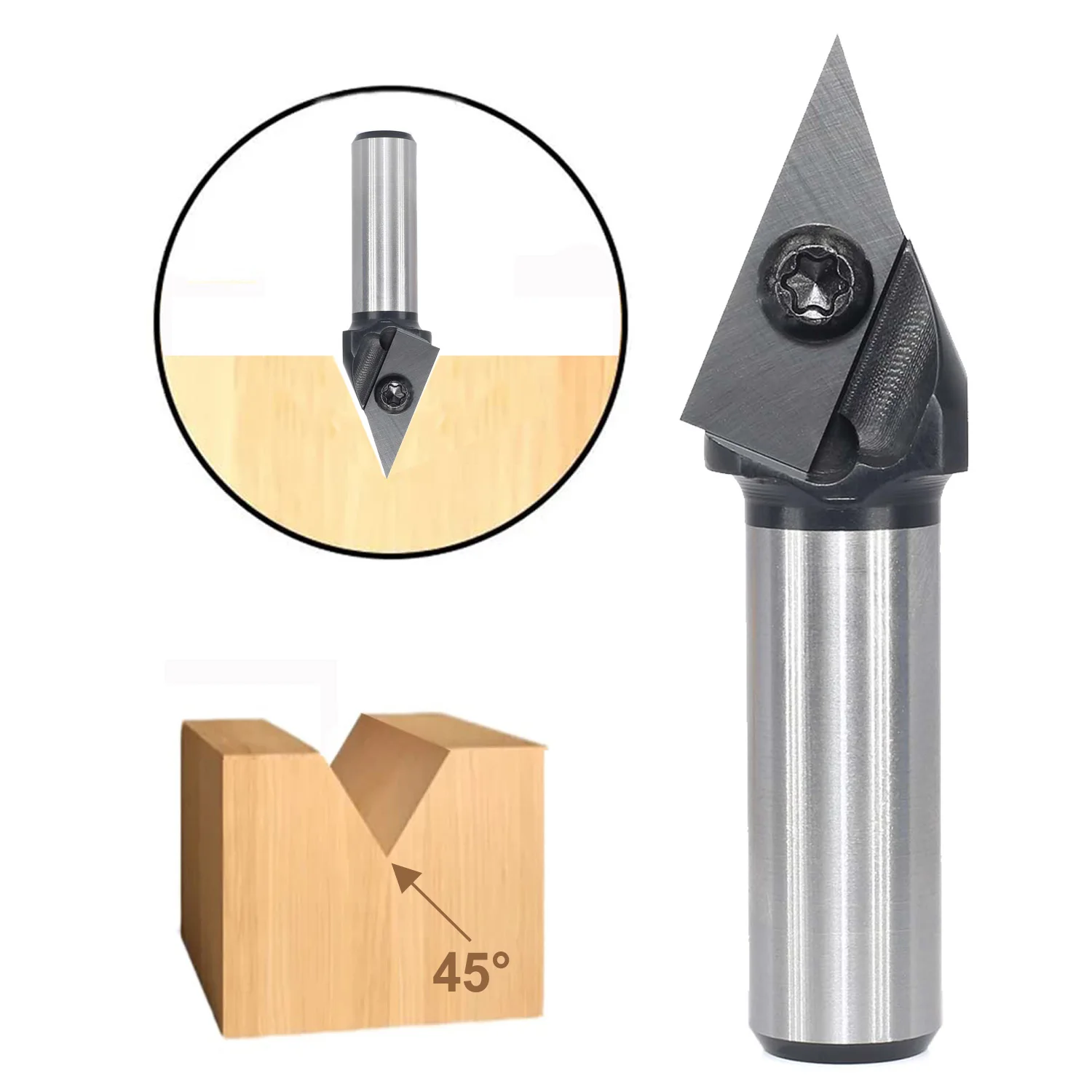 1/2" Bit Engraving Shank 45 Degree Cutters V-groove Slotting Milling Woodworking Router 1/4" Insert Bit Chamfering 6mm
1/2" Bit Engraving Shank 45 Degree Cutters V-groove Slotting Milling Woodworking Router 1/4" Insert Bit Chamfering 6mm