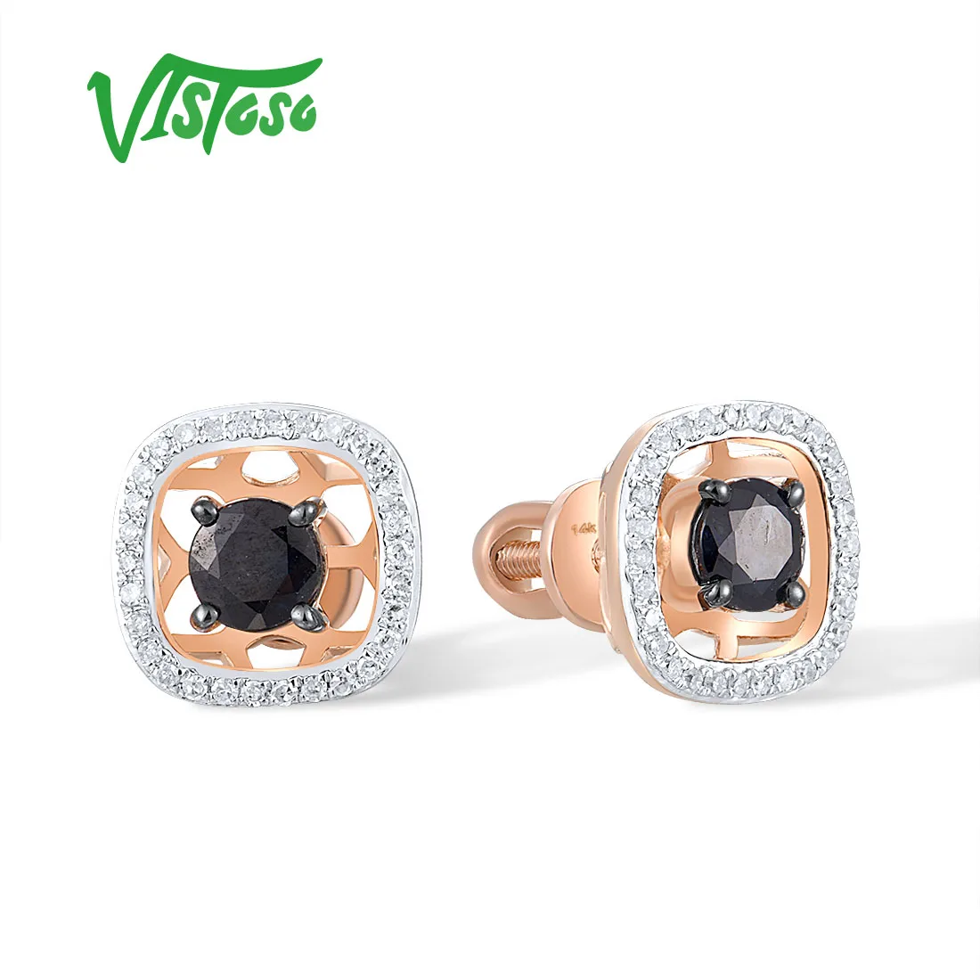 VISTOSO 14K 585 Rose Gold Screw Earrings For Women Genuine Diamonds Blue Sapphire Square Party Wedding Fashion Fine Jewelry
VISTOSO 14K 585 Rose Gold Screw Earrings For Women Genuine Diamonds Blue Sapphire Square Party Wedding Fashion Fine Jewelry