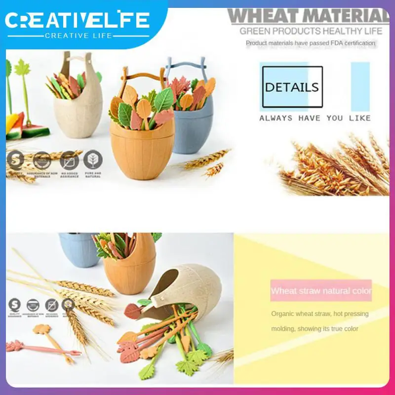 Creative 16pcs/sets Snack Fork Sets Nordic Color Barrel Shape Wooden Barrel Fruit Fork Sets Simulated Leaf Dessert Fork Sets 
Creative 16pcs/sets Snack Fork Sets Nordic Color Barrel Shape Wooden Barrel Fruit Fork Sets Simulated Leaf Dessert Fork Sets