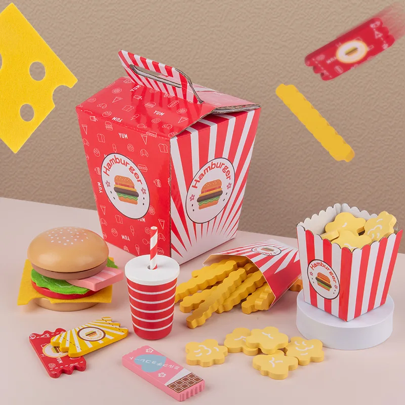 Children's Simulated Wooden Fast Food Group Hamburger Fries Suit Men's and Girls' Kitchen Chevalier Puzzle Toys
Children's Simulated Wooden Fast Food Group Hamburger Fries Suit Men's and Girls' Kitchen Chevalier Puzzle Toys