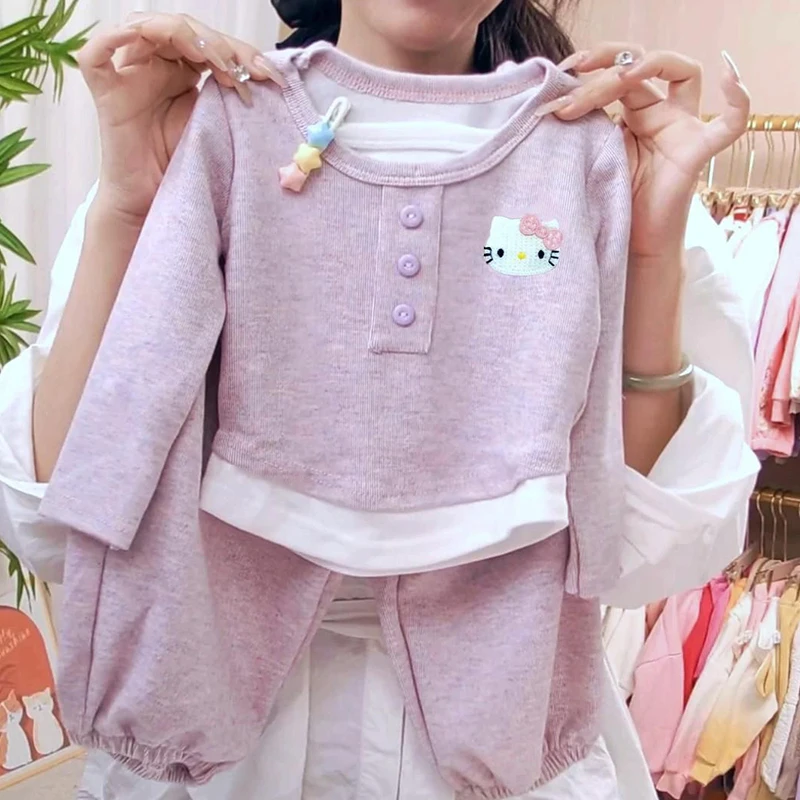 Осенне-зимний костюм с длинными рукавами для девочек Sanrio универсальный стильный
