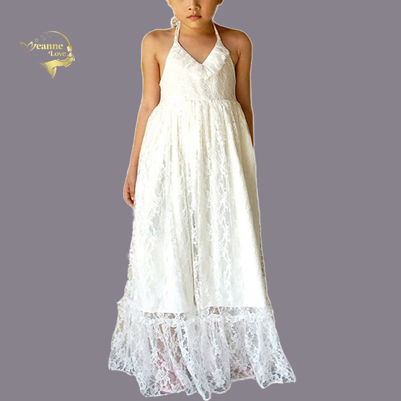 Halter Lace Kids Simple Dress Bohemia Beach Little Girls Princess Dresses Ivory Girl Wedding Flower Dress vestidos para comunion
Halter Lace Kids Simple Dress Bohemia Beach Little Girls Princess Dresses Ivory Girl Wedding Flower Dress vestidos para comunion