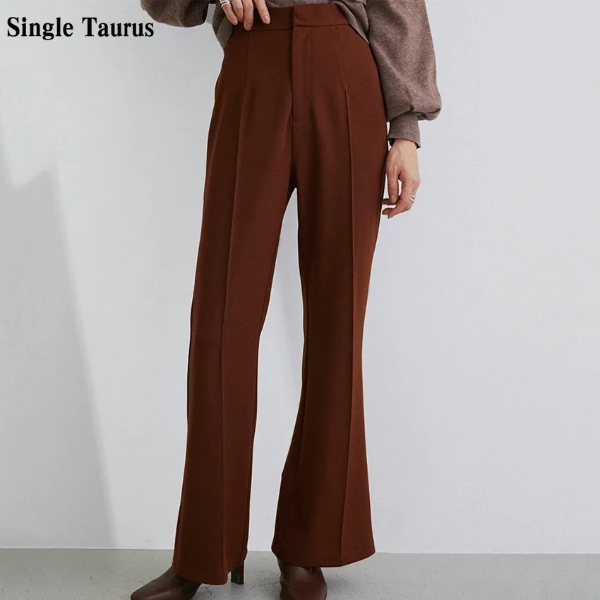 Pants Women's Tailoring Loose Straight Tailored Trousers Bottom Slit Casual Fashion Brown High Waist Classic Office Suit Pants
Pants Women's Tailoring Loose Straight Tailored Trousers Bottom Slit Casual Fashion Brown High Waist Classic Office Suit Pants