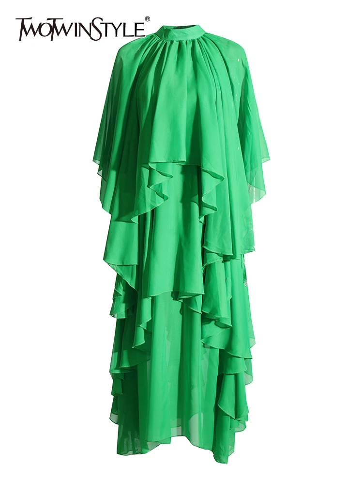 TWOTWINSTYLE Solid Ruffles Chiffon Dresses For Women Round Neck Short Sleeve High Waist Loose Dress Female Fashion Clothing 2023
TWOTWINSTYLE Solid Ruffles Chiffon Dresses For Women Round Neck Short Sleeve High Waist Loose Dress Female Fashion Clothing 2023