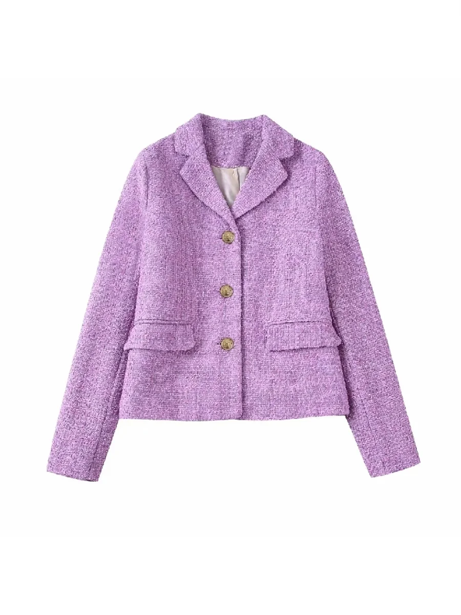 Women Fashion Tweed Gold Single Breasted Cropped Blazer Coat 2022 New Full Sleeves Flap Pockets Casual Female Outerwear
Women Fashion Tweed Gold Single Breasted Cropped Blazer Coat 2022 New Full Sleeves Flap Pockets Casual Female Outerwear