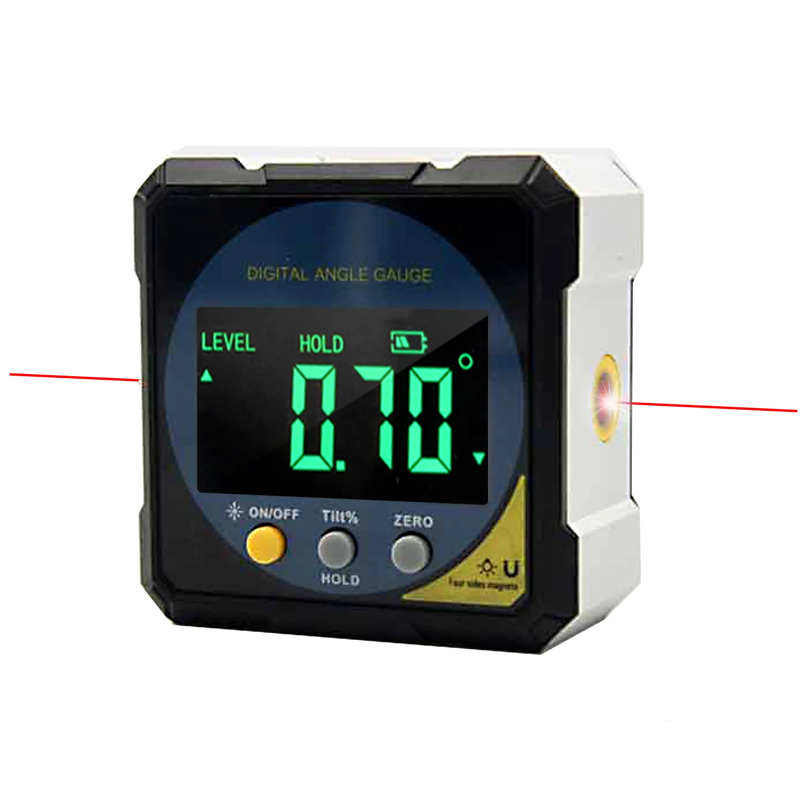 Rechargeable Battery Digital Level Protractor Inclinometer 2-side Laser Magnetic Level Angle Meter With 4-sides Magnets
Rechargeable Battery Digital Level Protractor Inclinometer 2-side Laser Magnetic Level Angle Meter With 4-sides Magnets