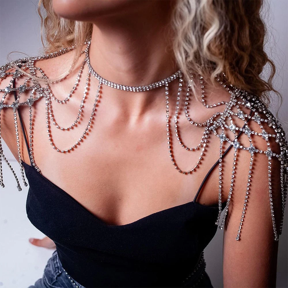 Stonefans Mesh Rhinestone Tassel Shoulder Chain Wedding Body Jewelry Fashion Dress Clothing Bridal Shoulder Necklace Women Gift
Stonefans Mesh Rhinestone Tassel Shoulder Chain Wedding Body Jewelry Fashion Dress Clothing Bridal Shoulder Necklace Women Gift