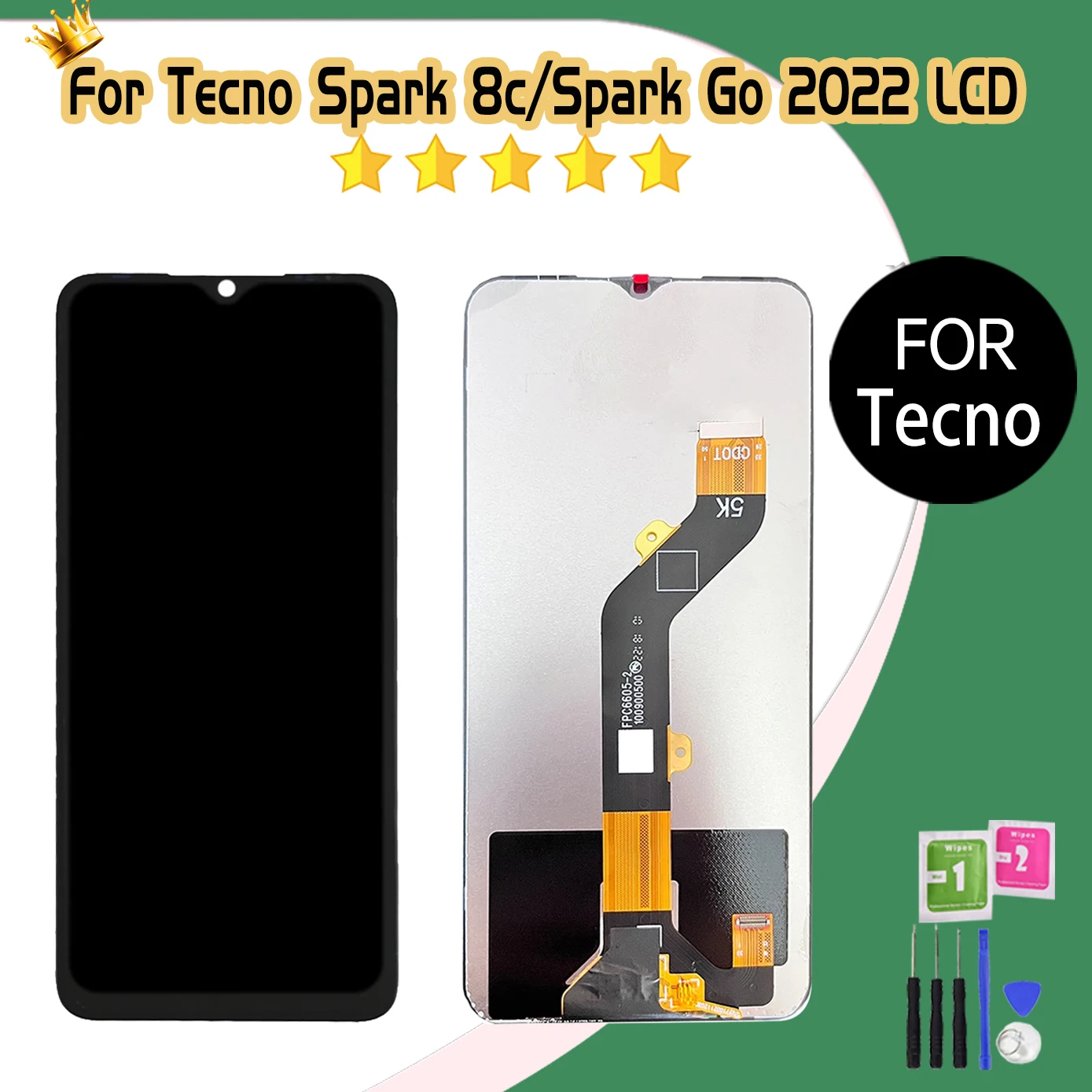 6 "для Tecno Spark 8C ЖК-дисплей KG5K KG5J KG5N Дигитайзер сенсорного экрана в сборе для