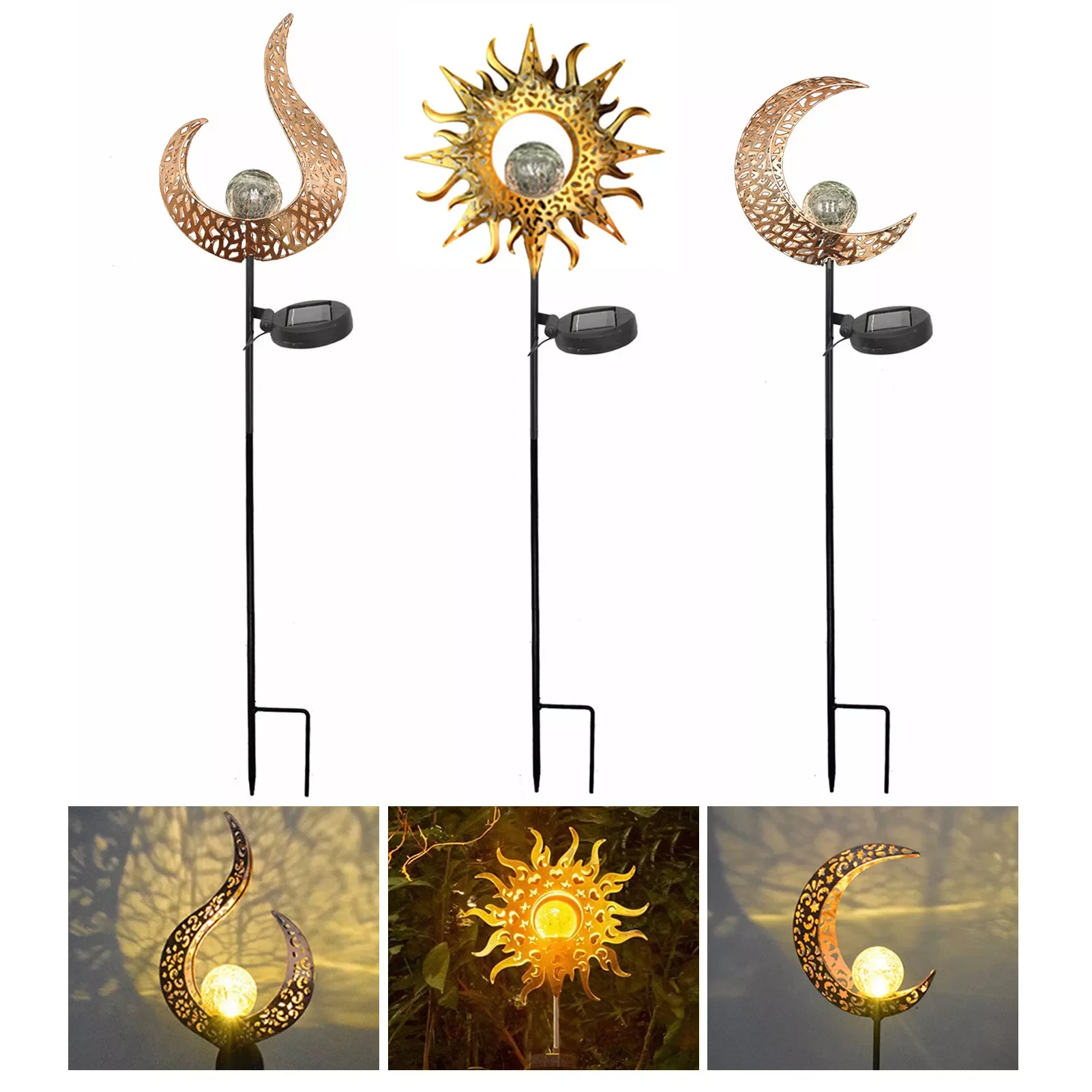 Solar Lights Wrought Iron Moon Sun Flame Lights Warm White Garden Lawn Outdoor Decorative Solar Floor Lamp Dropshipping 
Solar Lights Wrought Iron Moon Sun Flame Lights Warm White Garden Lawn Outdoor Decorative Solar Floor Lamp Dropshipping