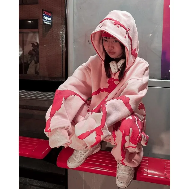 Gothic Bubble Print Hoodies Women Autumn Long Sleeve Oversized Sports Coats Y2K Casual Zipper Hooded Sweatshirts Suits
Gothic Bubble Print Hoodies Women Autumn Long Sleeve Oversized Sports Coats Y2K Casual Zipper Hooded Sweatshirts Suits