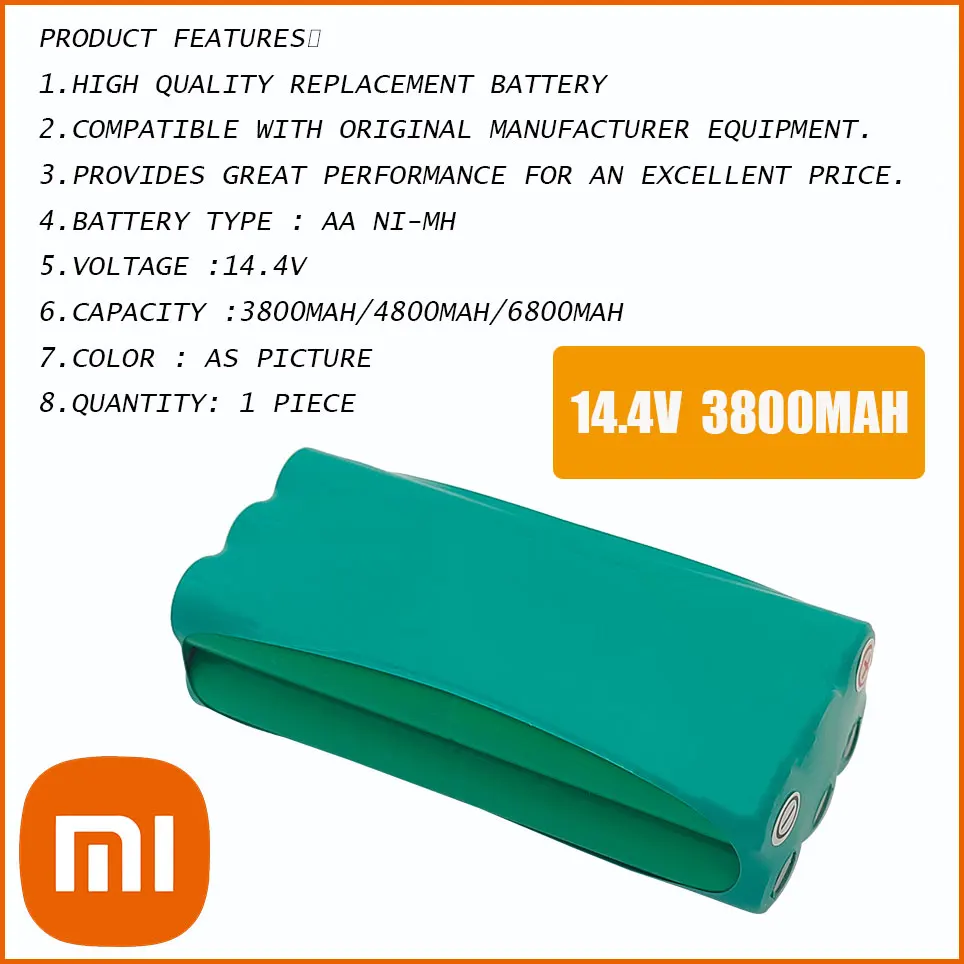 Xiaomi 14.4V 3800mAh 4800MAH 6800MAH Vacuum Cleaner Robot Rechargeable NIMH Battery Pack For libero V-M600/M606 V-botT270/271
Xiaomi 14.4V 3800mAh 4800MAH 6800MAH Vacuum Cleaner Robot Rechargeable NIMH Battery Pack For libero V-M600/M606 V-botT270/271