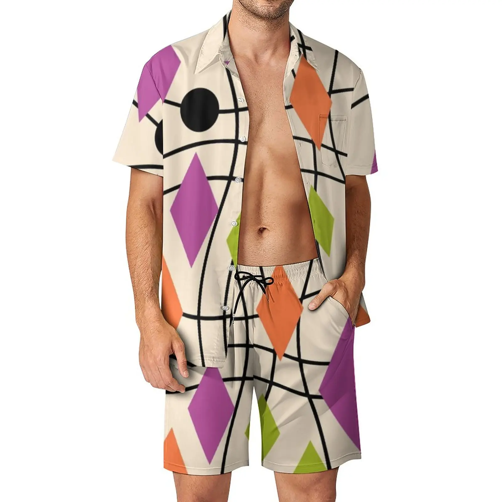 Colorful Mid Century Men Sets Geometric Abstract Casual Shorts Beach Shirt Set Summer Aesthetic Suit Short Sleeve Plus Size
Colorful Mid Century Men Sets Geometric Abstract Casual Shorts Beach Shirt Set Summer Aesthetic Suit Short Sleeve Plus Size