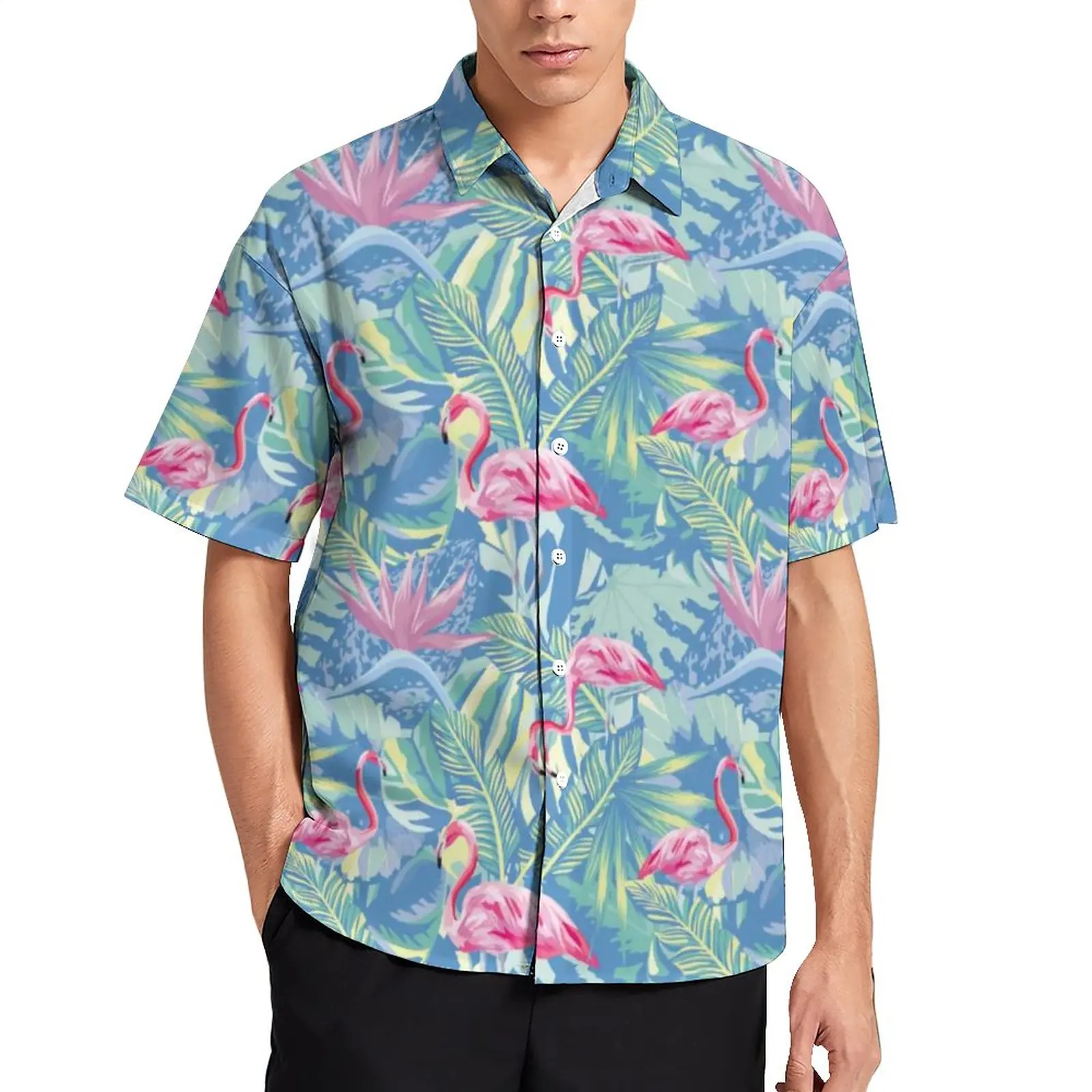 Watercolor Palm Leaves Vacation Shirt Tropical Pink Blue Flamingo Hawaii Casual Shirts Harajuku Blouses Short Sleeve Print Top
Watercolor Palm Leaves Vacation Shirt Tropical Pink Blue Flamingo Hawaii Casual Shirts Harajuku Blouses Short Sleeve Print Top