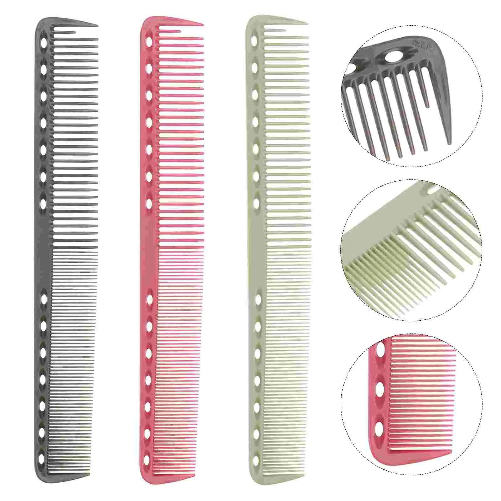 

3pcs Professional Salon Comb Hairdressing Heat Resistant Resin Haircut Combs Barber Combs for Salon Shop Stylist ( Grey Rosy