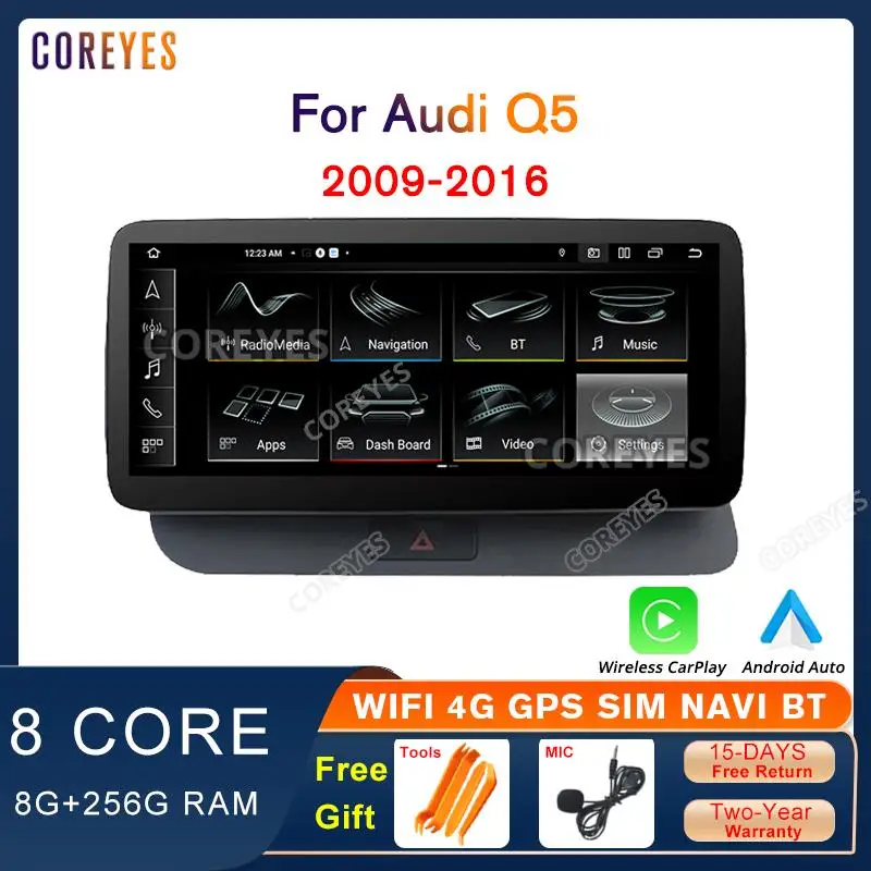 

Автомагнитола COREYES 10,25 ''для Audi Q5 2009-2016 LHD 8G + 256G, мультимедийный плеер, GPS-навигация, Android 12,0, головное устройство BT
