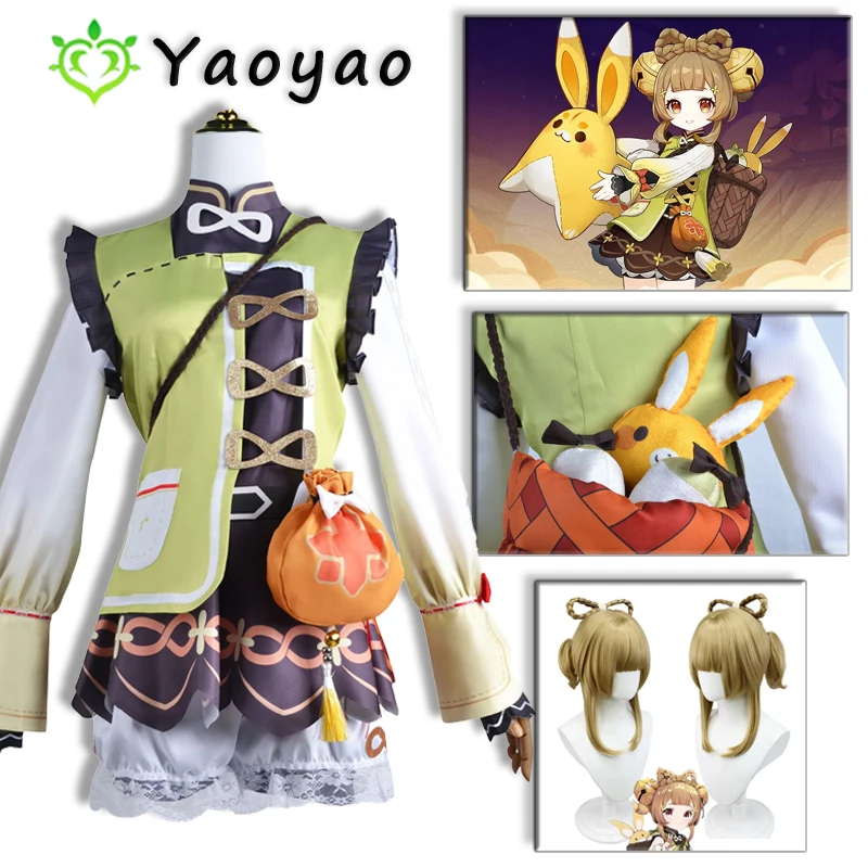

Yaoyao Косплей геншин ударопрочный косплей костюм для женщин детей Лолита платье для Хэллоуина искусственный Косплей наряд Yaoyao