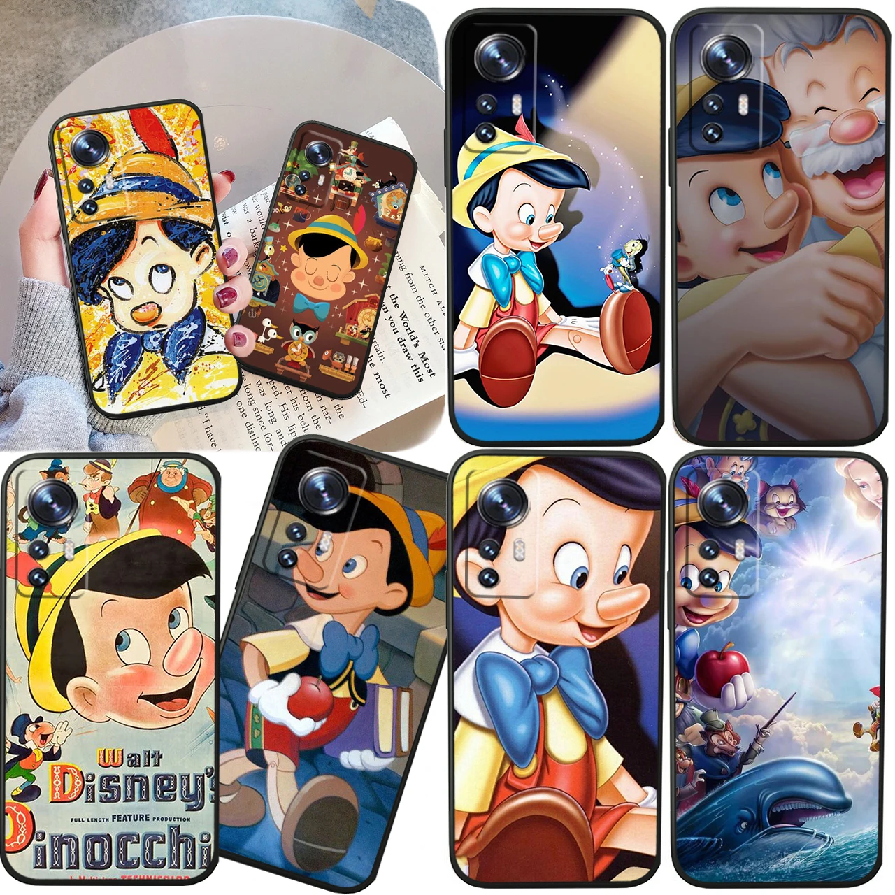 

Disney Pinocchio Cute For Xiaomi Mi 13 12T 11X 10T Note 10 Ultra Pro Lite 5G Soft Silicone Black Phone Case