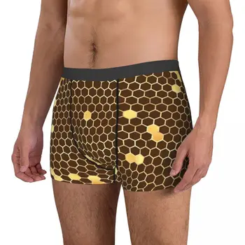 Bee Hives Underwear Gold And Black Man Underpants Custom Elastic Boxershorts Hot Sale Boxer Brief Large Size