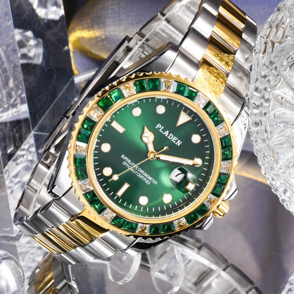 PLADEN Men Watch Luxury Brand Green Diamond Military Sapphire Gold Waterproof Shockproof AAA Male Quartz Wristwatch Husband Gift
PLADEN Men Watch Luxury Brand Green Diamond Military Sapphire Gold Waterproof Shockproof AAA Male Quartz Wristwatch Husband Gift