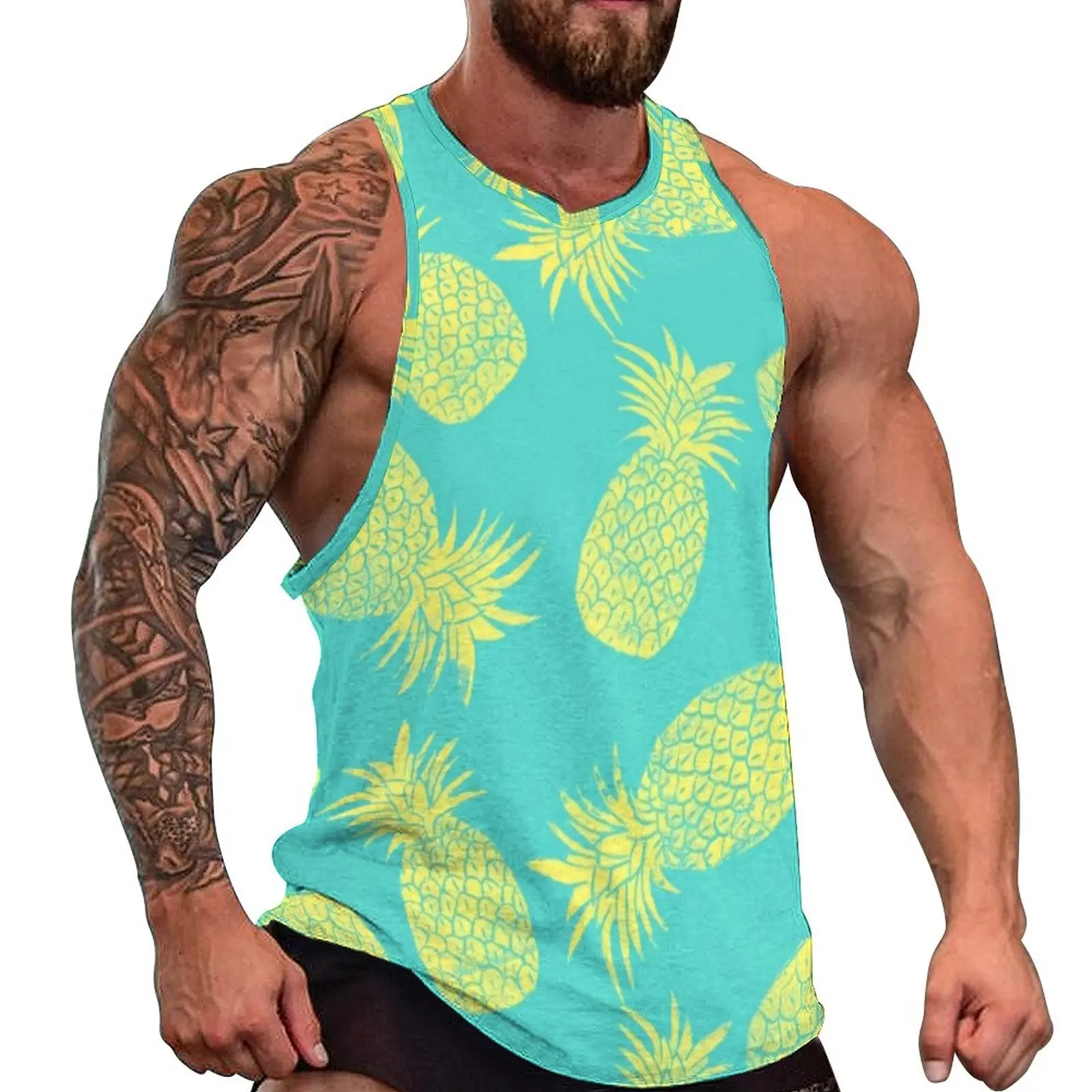 Yellow Pineapple Tank Top Males Tropical Fruit Print Workout Oversized Tops Summer Trendy Printed Sleeveless Vests
Yellow Pineapple Tank Top Males Tropical Fruit Print Workout Oversized Tops Summer Trendy Printed Sleeveless Vests