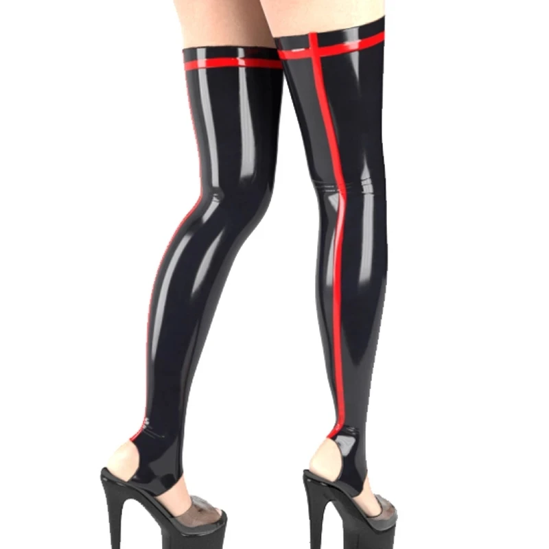 Latex Rubber Gummi Stocking Red with Black Trims Thigh-highs Socks Over Knee Customized 0.4mm Sexy Catsuit for Women
Latex Rubber Gummi Stocking Red with Black Trims Thigh-highs Socks Over Knee Customized 0.4mm Sexy Catsuit for Women