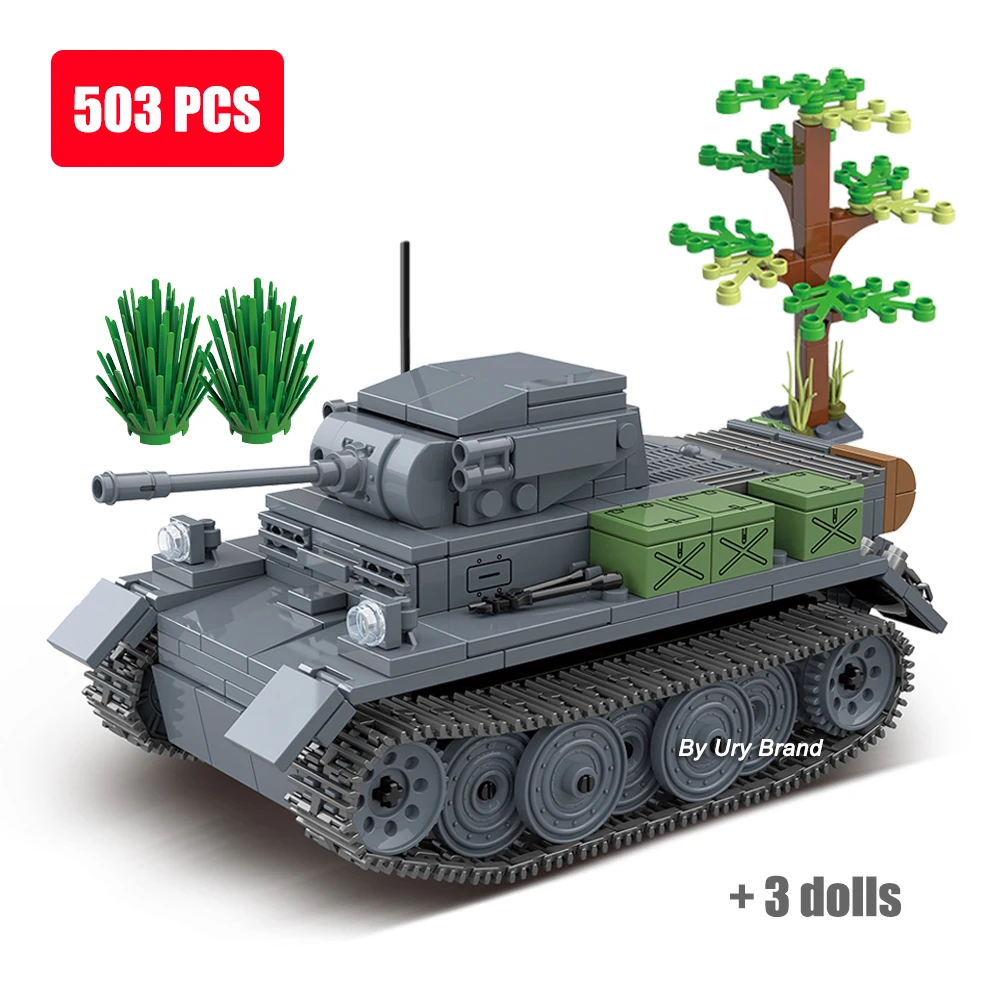 

WW2 Military Army Germany Tank Medium Light Type 89 Luchs VK1303 Weapons Chariot Sets Building Blocks Soldiers Kids Toys Gifts