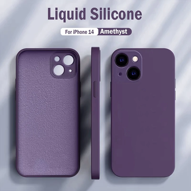 Original Square Liquid Silicone Case For iPhone 14 13 11 12 Pro Max X XS Max XR 14 7 8 Plus SE 2020 Shockpoof purple Cover funda 
Original Square Liquid Silicone Case For iPhone 14 13 11 12 Pro Max X XS Max XR 14 7 8 Plus SE 2020 Shockpoof purple Cover funda