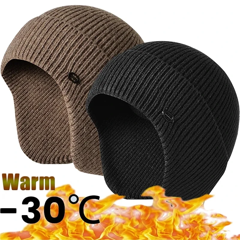 

Ear Protection Winter Earmuff Cap Men's Outdoor Knitted Hat Warm Skullies Beanies Hat Unisex Windproof Earflaps Bonnet Hats