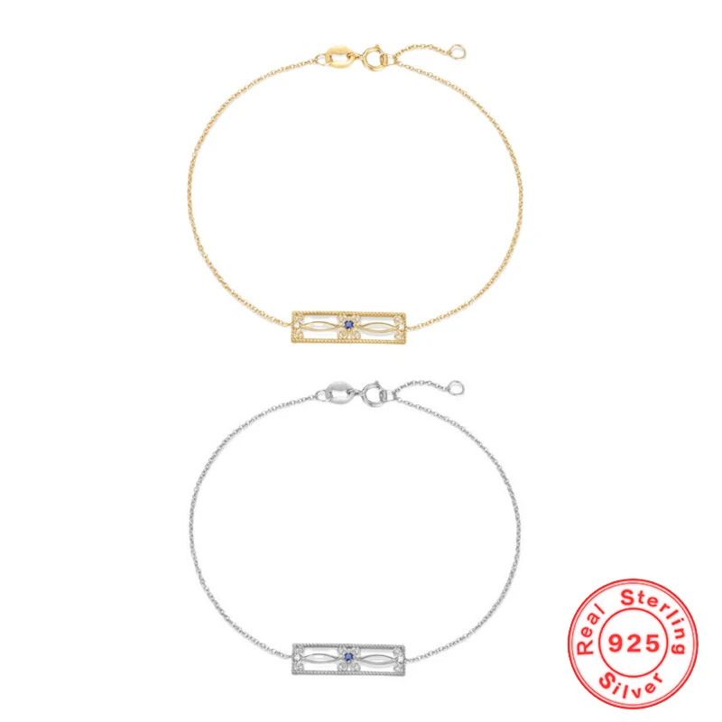 Light Luxury 925 Sterling Silver Gold Plated Bracelet for Women Minimalist Rectangle Hollow Micro-set Blue/White Zircon Bracelet
Light Luxury 925 Sterling Silver Gold Plated Bracelet for Women Minimalist Rectangle Hollow Micro-set Blue/White Zircon Bracelet
