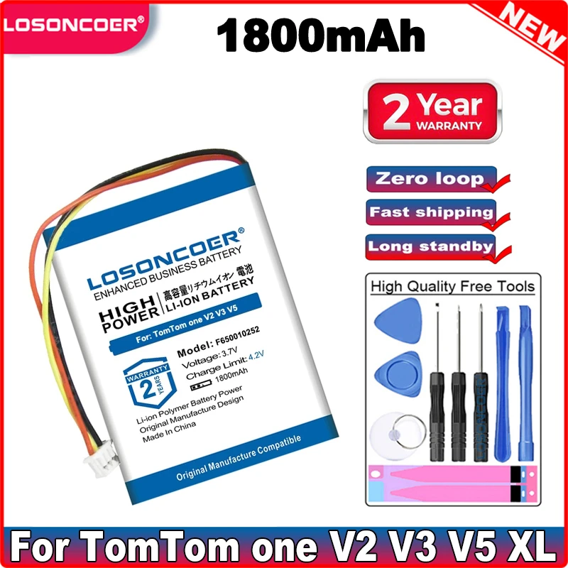 Аккумулятор LOSONCOER F650010252 F709070710 на 1800 мА · ч для TomTom one V2 V3 V5 XL ONE 3RD Rider 2 Urban Pro |