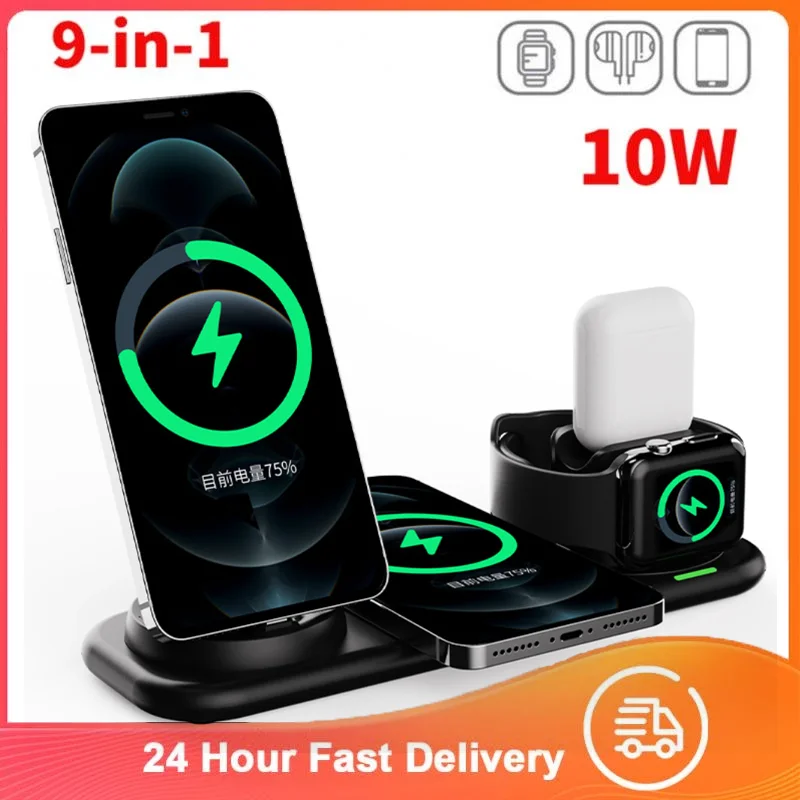 Беспроводное зарядное устройство 9 в 1 10 Вт для IPhone 12 11 Pro, зарядные устройства Qi, быстрая Беспроводная зарядка для Samsung, Xiaomi, HuaWei, Apple Watch
Беспроводное зарядное устройство 9 в 1 10 Вт для IPhone 12 11 Pro, зарядные устройства Qi, быстрая Беспроводная зарядка для Samsung, Xiaomi, HuaWei, Apple Watch