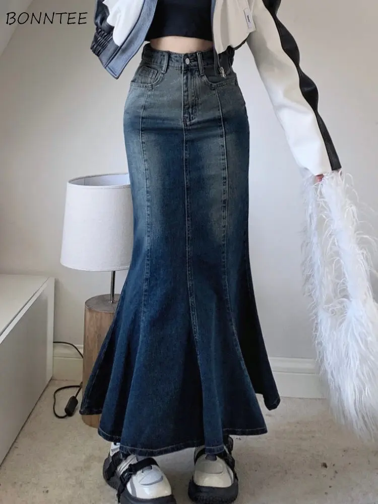 Trumpet Denim Maxi Skirts Women Vintage Summer Aesthetic Lady Sexy Streetwear High Waist Ulzzang Casual Daily Holiday 2023 New 
Trumpet Denim Maxi Skirts Women Vintage Summer Aesthetic Lady Sexy Streetwear High Waist Ulzzang Casual Daily Holiday 2023 New