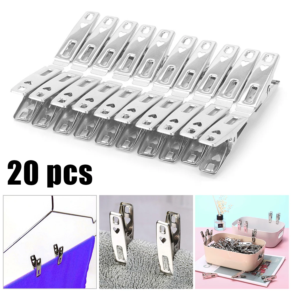20Pcs Stainless Steel Spring Loaded Metal Antislip Clothes Pegs Laundry Clip Clothespins Cloth Clip Sewing Clips
20Pcs Stainless Steel Spring Loaded Metal Antislip Clothes Pegs Laundry Clip Clothespins Cloth Clip Sewing Clips