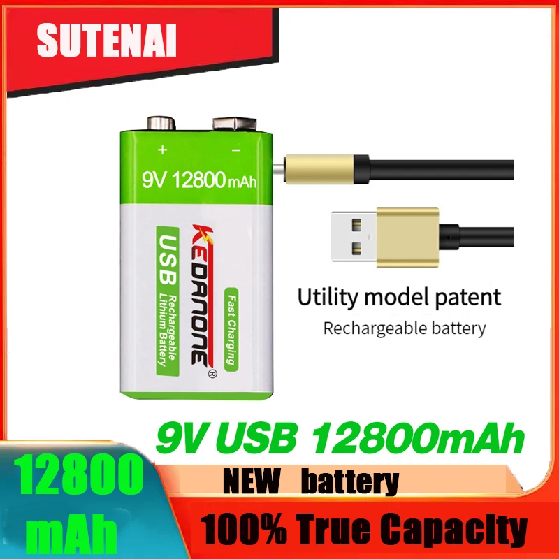 9V Rechargeable Battery 12800mAh 6F22 Micro USB 9v Li-ion Lithium Batteries for Multimeter Microphone Toy Remote Control KTV
9V Rechargeable Battery 12800mAh 6F22 Micro USB 9v Li-ion Lithium Batteries for Multimeter Microphone Toy Remote Control KTV