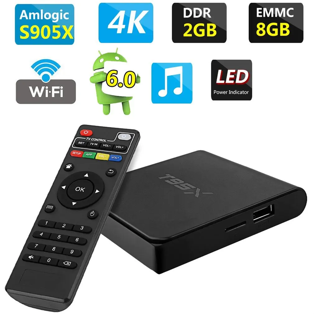 Professional S905X2 8G Smart TV Box 4K Quad Core For Android 6.0 WIFI Lot US Plug Black
Professional S905X2 8G Smart TV Box 4K Quad Core For Android 6.0 WIFI Lot US Plug Black