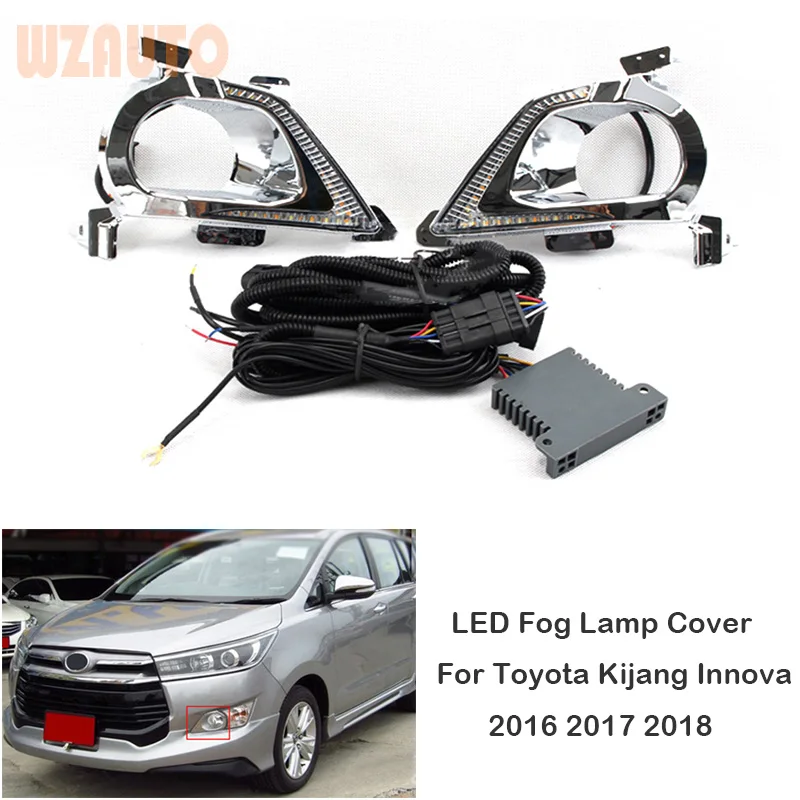 

1 Set Front Bumper LED Fog Lamp Set Daytime Running DRL Fog Light Cover For Toyota Kijang Innova/Crysta 2016 2017 2018 2019