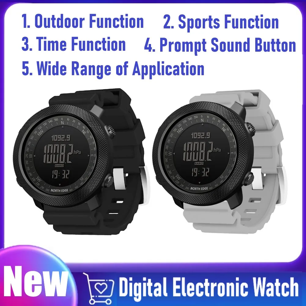 

Digital Smart Wrist Watch 50M Waterproof 220mAh Smart Bracelet Compass Thermometer Steps Tracker for Climbing Camping