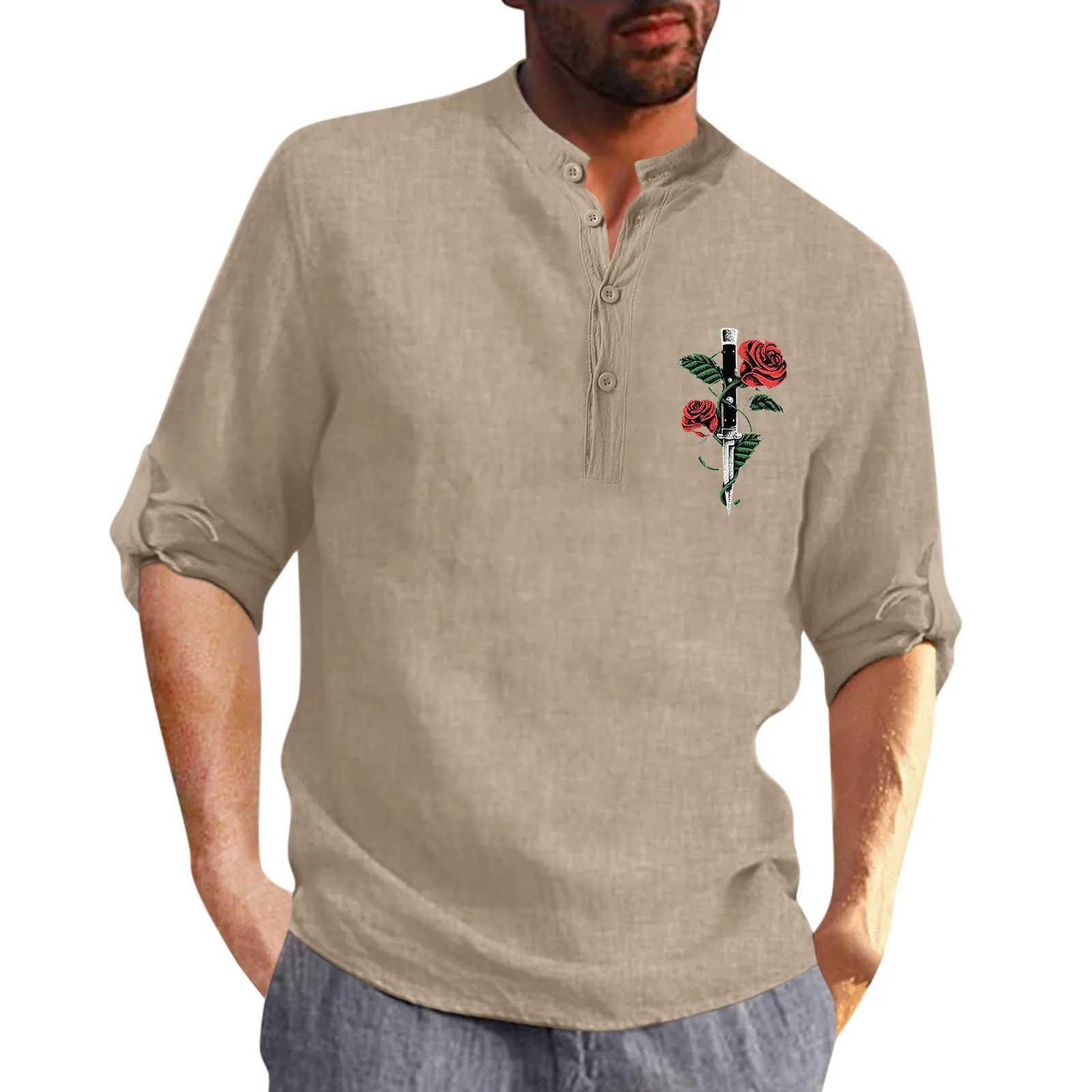 Long Sleeve Casual Shirt Men Shirt Collar Cotton Linen Print Fashion Top Blouse Loose Long Sleeve Button Top Shirt Running Wear
Long Sleeve Casual Shirt Men Shirt Collar Cotton Linen Print Fashion Top Blouse Loose Long Sleeve Button Top Shirt Running Wear