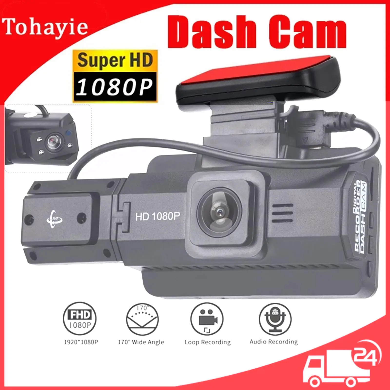 

3-дюймовый видеорегистратор HD 1080P, Автомобильный видеорегистратор, камера с углом обзора 170 ° и функцией ночного видения, видеорегистраторы ...