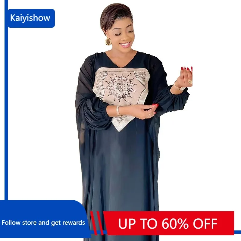 Платье женское длинное из полиэстера, с длинным рукавом и V-образным вырезом 
Платье женское длинное из полиэстера, с длинным рукавом и V-образным вырезом