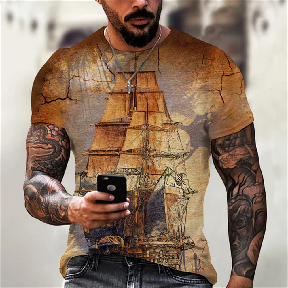 Футболка мужская с коротким рукавом и 3D-принтом, винтажный Повседневный пуловер с вырезом лодочкой, якорь, летняя одежда 
Футболка мужская с коротким рукавом и 3D-принтом, винтажный Повседневный пуловер с вырезом лодочкой, якорь, летняя одежда
