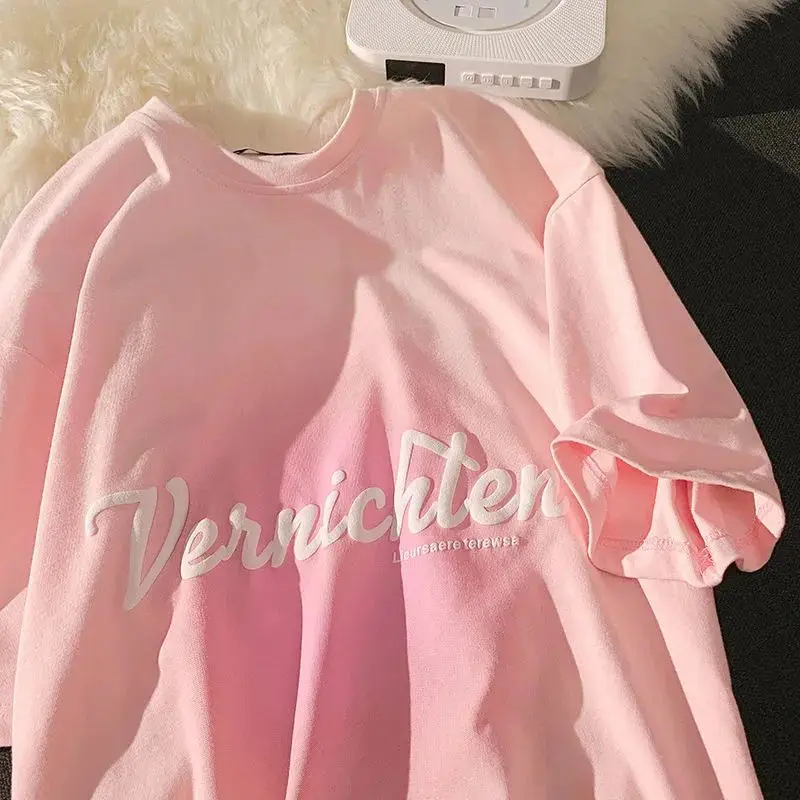 Preppy Style T Shirts Women Summer New Tie Dye Alphabet Print Sweet Basics O-neck Korean Loose Short Sleeve Tops
Preppy Style T Shirts Women Summer New Tie Dye Alphabet Print Sweet Basics O-neck Korean Loose Short Sleeve Tops