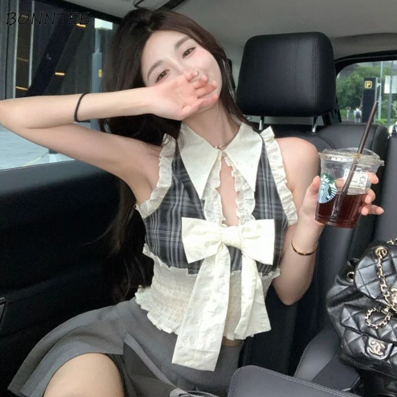 Sexy Elegant Women Girlish Tank Trendy Leisure Party Korean Plaid Kawaii Students Sweet Summer Tops Soft Style Daily All-match
Sexy Elegant Women Girlish Tank Trendy Leisure Party Korean Plaid Kawaii Students Sweet Summer Tops Soft Style Daily All-match