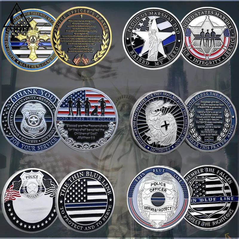 

Отдел полиции США вызов монеты тонкая синяя линия правоохранительные организации памятная монета коллекция подарок 6 монет