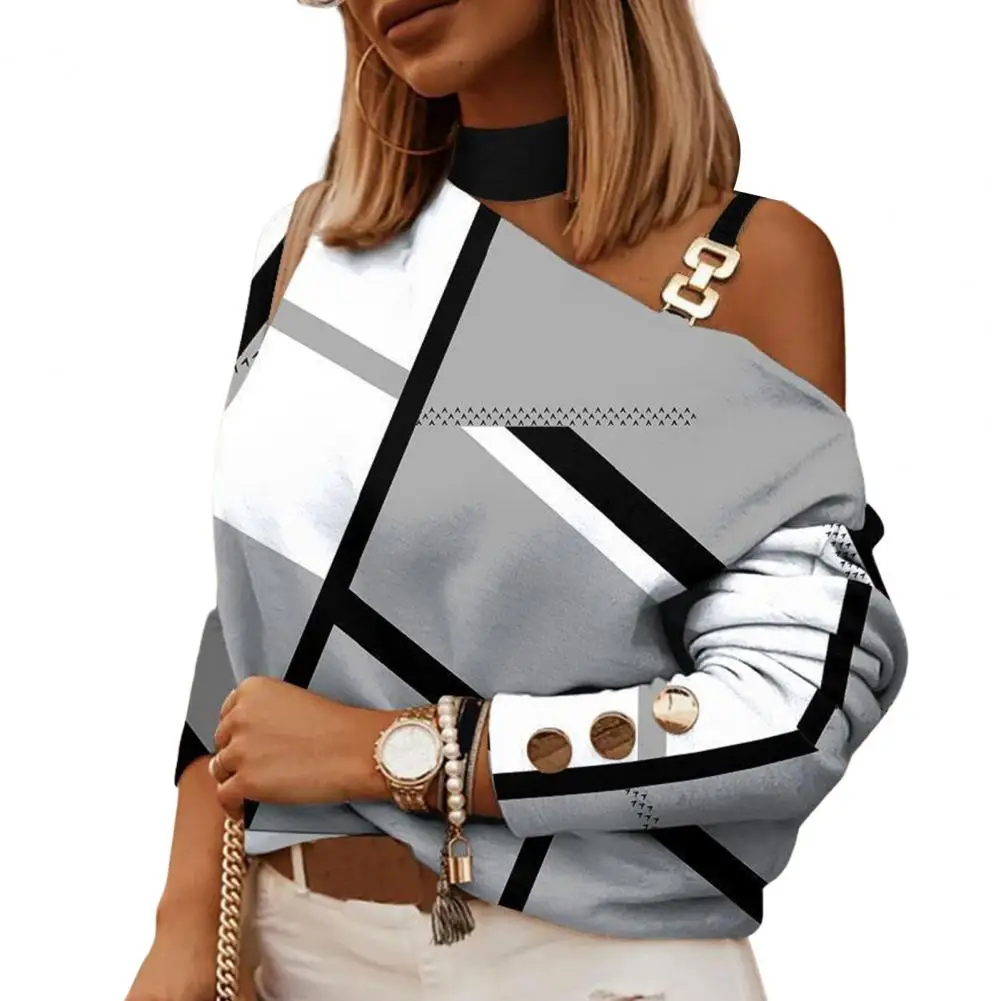 Halter Chain Strap One Shoulder Long Sleeve Buttons Cuffs Blouse Vintage Pattern Print Vintage Print Women Tops and Blouses
Halter Chain Strap One Shoulder Long Sleeve Buttons Cuffs Blouse Vintage Pattern Print Vintage Print Women Tops and Blouses